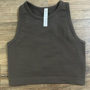 Women’s By Together Brown Waffle Textured Sleeveless Crop Top- small/ medium